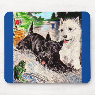 Schottische Hunde, Blackie und Whitie Mousepad