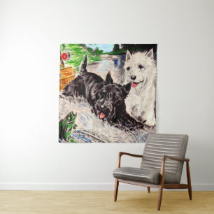 Schottische Hunde, Blackie und Whitie Wandteppich