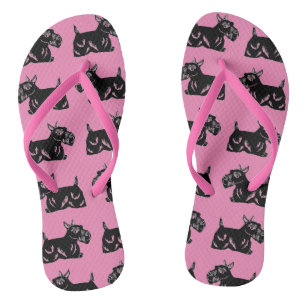 Schottische Hunde Muster Pink und Schwarze Flip Fl Flops