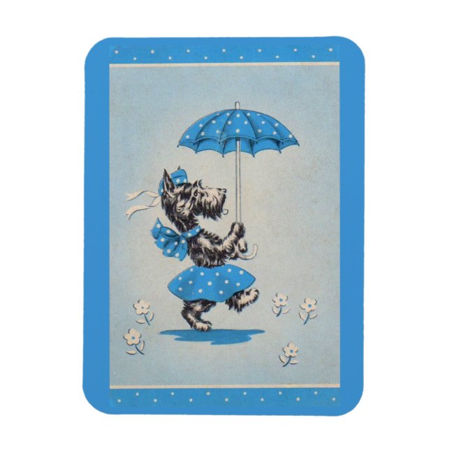 Schottische Hundedame mit Schirm Magnet (Vertikal)
