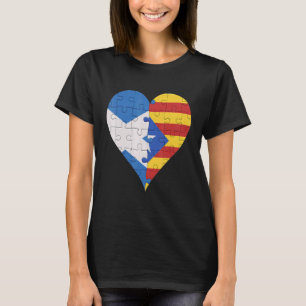 Schottische katalanische Flagge Herz T-Shirt
