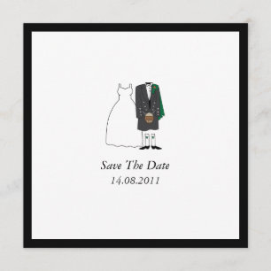 Schottische Kilt-Braut u. Bräutigam, die Save the Save The Date