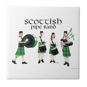 Schottische Pipe Band - Grüne Kilts Fliese