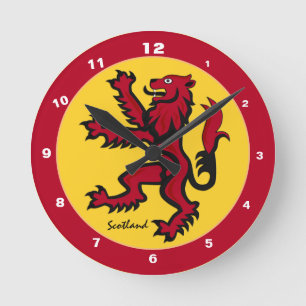 Schottische Rampant-Flagge & vintage Schottland / Runde Wanduhr
