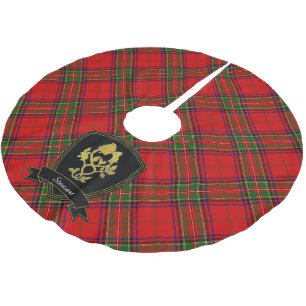 Schottische Tartan-Golddistel-Rose Ihr Name Polyester Weihnachtsbaumdecke