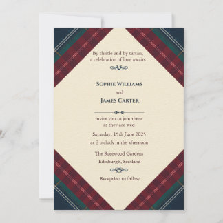 Schottische Tartan-Hochzeitseinladung | Elegantes Einladung