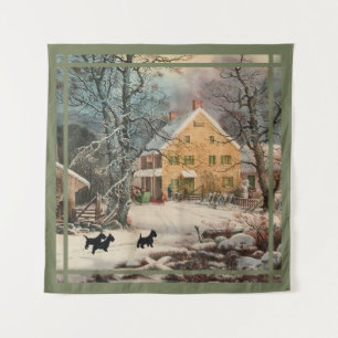 Schottische Terrier alteingesessener Winter Wandteppich