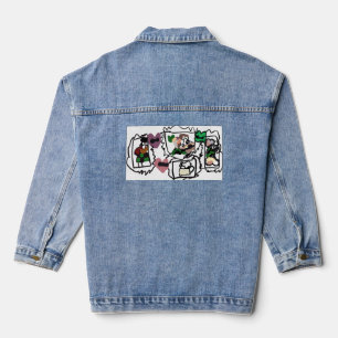 Schottische Terrier-Herzen und grün Jeansjacke