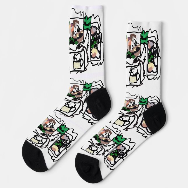 Schottische Terrier-Herzen und grün  Socken (Linkes Detail)