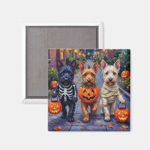 Schottische Terrier-Hunde in Halloween-Kostümen Magnet