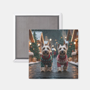 Schottische Terrier Hunde Weihnachten Schnee Urlau Magnet