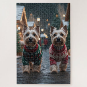 Schottische Terrier Hunde Weihnachten Schnee Urlau Puzzle