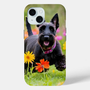Schottische Terrier in Gras und Blume Case-Mate iPhone Hülle