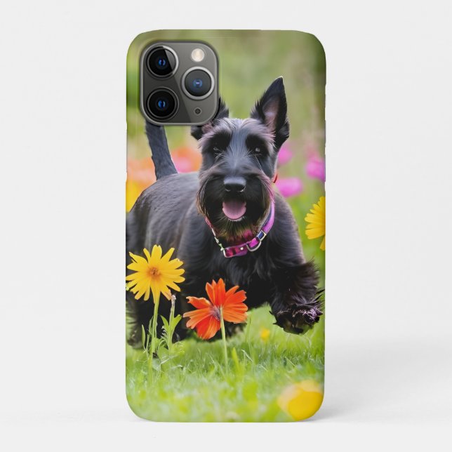 Schottische Terrier in Gras und Blume Case-Mate iPhone Hülle (Rückseite)