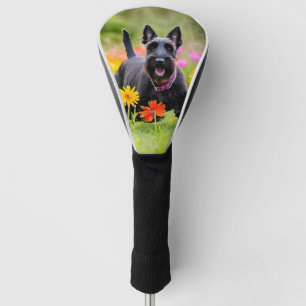 Schottische Terrier in Gras und Blume Golf Headcover