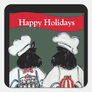 Schottische Terrier Quadratischer Aufkleber