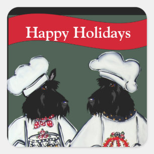 Schottische Terrier    Quadratischer Aufkleber