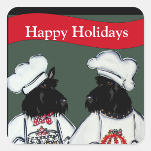 Schottische Terrier    Quadratischer Aufkleber