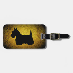 Schottische Terrier, schwarze Silhouette, Granitgo Gepäckanhänger