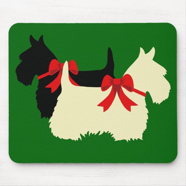 Schottische Terrier/Terrier Silhouette, Insel grün Mousepad (Vorne)