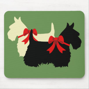 Schottische Terrier/Terrier Silhouette, Insel grün Mousepad