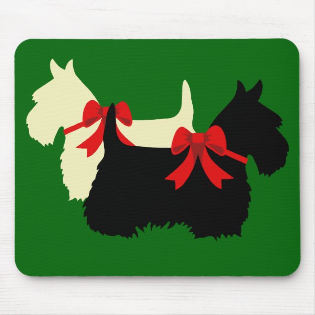 Schottische Terrier/Terrier Silhouette, Insel grün Mousepad (Vorne)