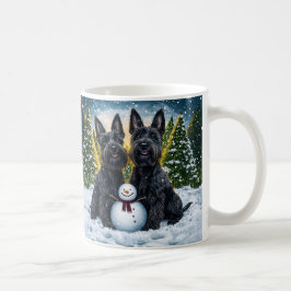 Schottische Terrier und Winter Snowman Kaffeetasse