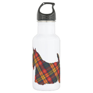 Schottische Terriertartan-Silhouette Trinkflasche