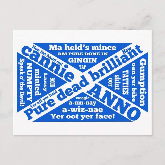 Schottische Umgangssprache und Phrasen Postkarte (Vorderseite)