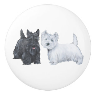 Schottische und West Highland Terrier Keramikknauf