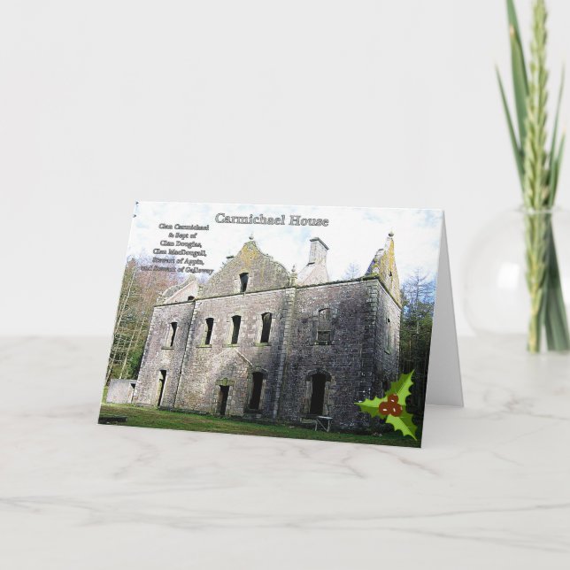 Schottische Weihnachtskarte Carmichael Clans Feiertagskarte (Vorderseite)