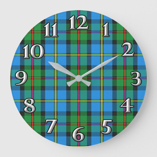 Schottische Zeit betont Clan MacLeod Harris Tartan Große Wanduhr (Vorderseite)