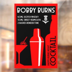 Schottischer Bobby Burns Whiskey Cocktail Fensteraufkleber