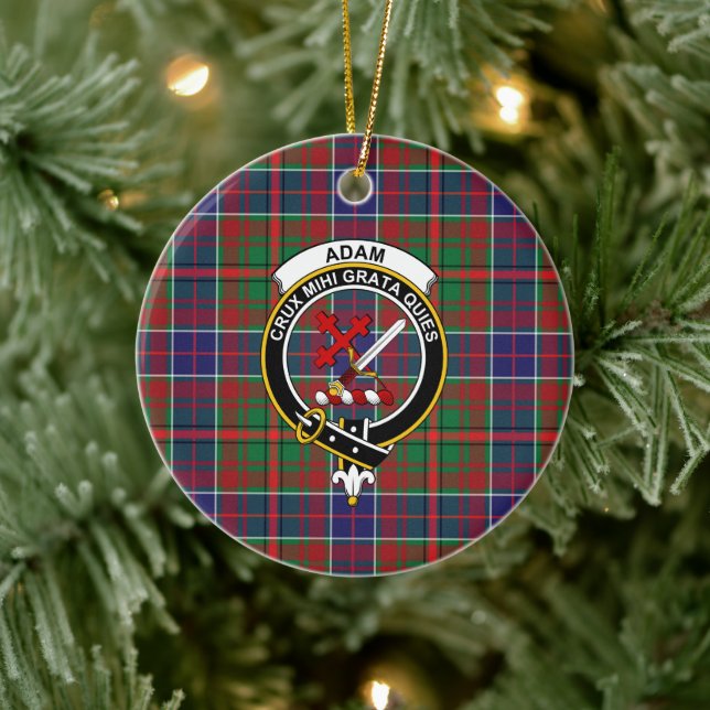 Schottischer Clan Adam Ancient Tartan und Wappen Keramik Ornament (Baum)
