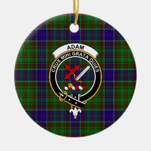Schottischer Clan Adam Jagd Tartan und Wappen Keramik Ornament