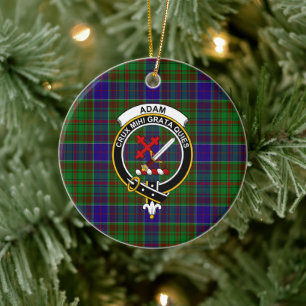 Schottischer Clan Adam Jagd Tartan und Wappen Keramik Ornament