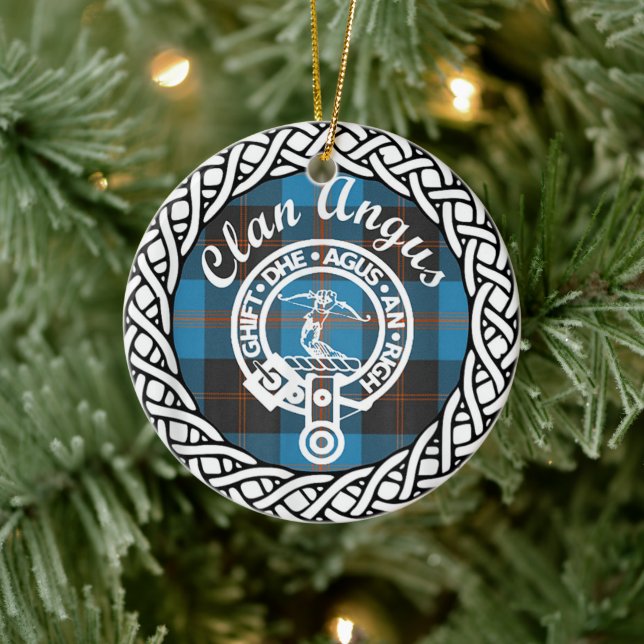 Schottischer Clan Angus Tartan und Wappen Keramik Ornament (Baum)