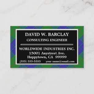 Schottischer Clan-Barclay-JagdTartan kariert Visitenkarte