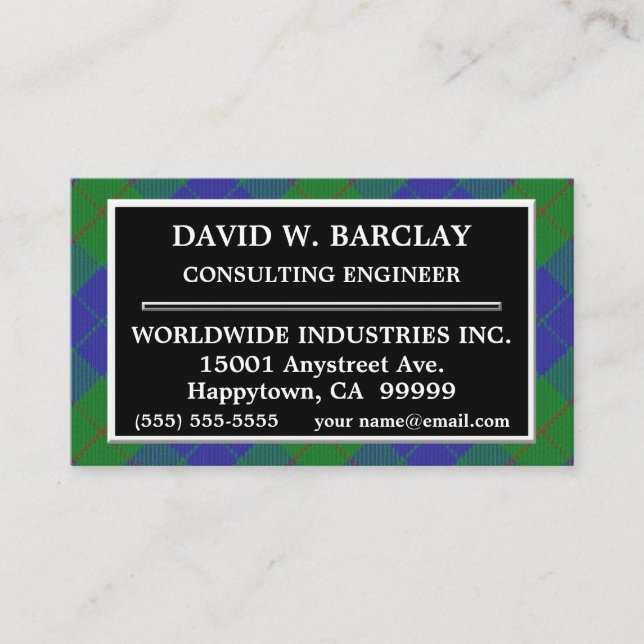 Schottischer Clan-Barclay-JagdTartan kariert Visitenkarte (Vorderseite)