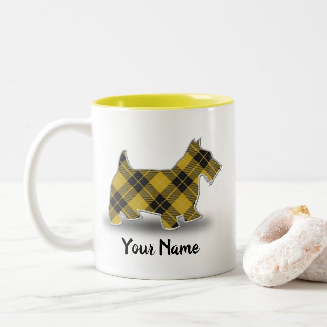 Schottischer Clan-BarclayTartanScottish Terrier Zweifarbige Tasse (Mit Donut)