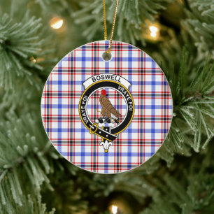 Schottischer Clan Boswell modernes Tartan und Wapp Keramik Ornament