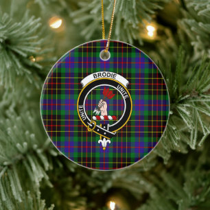 Schottischer Clan Brodie Jagd-Tartan und Wappen Keramik Ornament