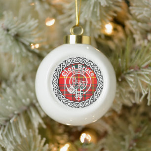 Schottischer Clan Bruce Tartan und Wappen Keramik Kugel-Ornament