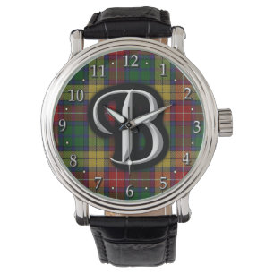 Schottischer Clan-Buchanan-MonogrammTartan Armbanduhr
