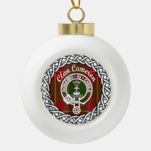 Schottischer Clan Cameron Tartan und Wappen Keramik Kugel-Ornament
