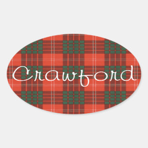 Schottischer Clan Crawfords Tartan - kariert Ovaler Aufkleber