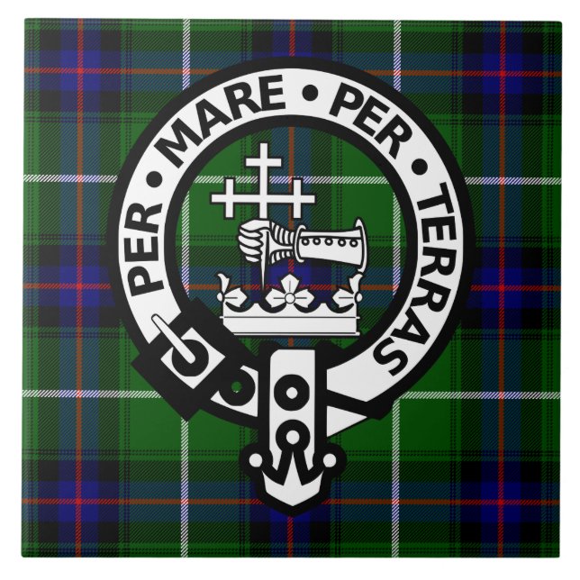 Schottischer Clan-DonaldTartan und -Wappen Fliese (Vorderseite)