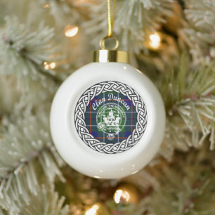 Schottischer Clan Duncan Tartan und Wappen Keramik Kugel-Ornament