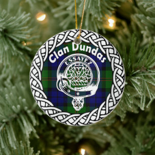 Schottischer Clan Dundas Tartan und Wappen Keramik Ornament