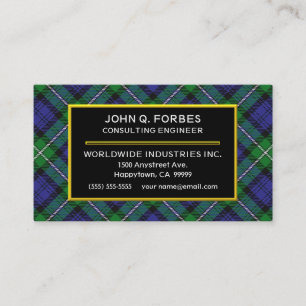 Schottischer Clan Forbes Tartan kariert Visitenkarte